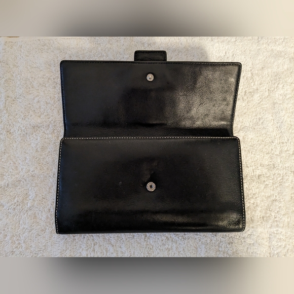 Coach Smooth Soft Black Leather Soho Trifold Envelope Wallet Silver Buckle - Picture 2 of 12